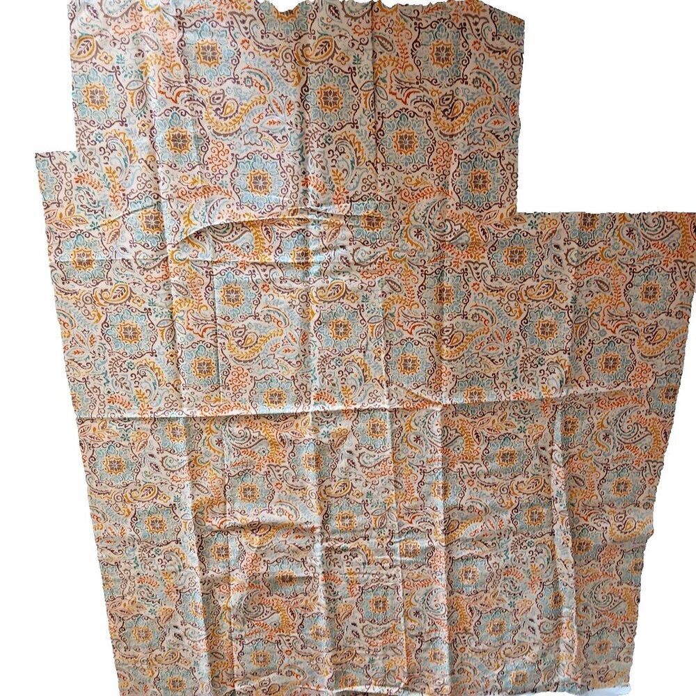 Home Decor Fabric Waverly "Inspirations" Tan Gold Teal Paisley Mandala Print